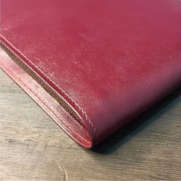 Yves Saint Laurent Burgundy Leather Wallet with Gold Corners - Picture 7 of 13